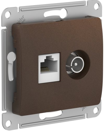 Розетка RJ45+TV Оконечная без рамки Systeme Electric Glossa 2-м. шоколад фото Розетка RJ45+TV Оконечная без рамки Systeme Electric Glossa 2-м. шоколад картинка